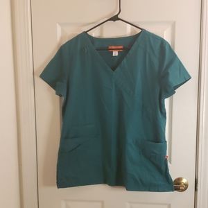 🤯3/$12 Orange Standard Green Scrub Top Large
